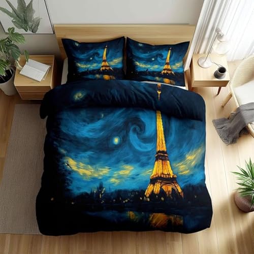 BJCJGGL Bettwäsche 200x220 Eiffelturm Bettwäsche-Set mit Reißverschluss Schließung und 2 Kopfkissenbezug 80x80 cm - Weiche Angenehme Mikrofaser Bettbezug für Erwachsene Kinder BJCJGGL Bettwäsche 200x220 Eiffelturm Bettwäsche-Set mit Reißverschluss Schließung und 2 Kopfkissenbezug 80x80 cm - Weiche Angenehme Mikrofaser Bettbezug für Erwachsene Kinder von BJCJGGL