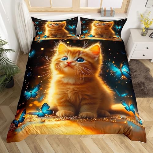 BJCJGGL Bettwäsche 200x220 Gelbe Katze Bettwäsche-Set mit Reißverschluss Schließung und 2 Kopfkissenbezug 80x80 cm - Weiche Angenehme Mikrofaser Bettbezug für Erwachsene Kinder BJCJGGL Bettwäsche 200x220 Gelbe Katze Bettwäsche-Set mit Reißverschluss Schließung und 2 Kopfkissenbezug 80x80 cm - Weiche Angenehme Mikrofaser Bettbezug für Erwachsene Kinder von BJCJGGL