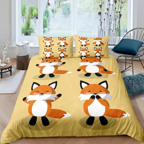 BJCJGGL Bettwäsche 200x220 Gelber Fuchs Bettwäsche-Set mit Reißverschluss Schließung und 2 Kopfkissenbezug 80x80 cm - Weiche Angenehme Mikrofaser Bettbezug für Erwachsene Kinder BJCJGGL Bettwäsche 200x220 Gelber Fuchs Bettwäsche-Set mit Reißverschluss Schließung und 2 Kopfkissenbezug 80x80 cm - Weiche Angenehme Mikrofaser Bettbezug für Erwachsene Kinder von BJCJGGL
