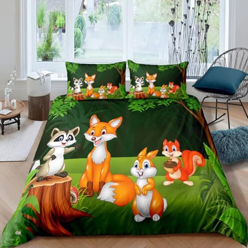 BJCJGGL Bettwäsche 200x220 GrüNes EichhöRnchen Bettwäsche-Set mit Reißverschluss Schließung und 2 Kopfkissenbezug 80x80 cm - Weiche Angenehme Mikrofaser Bettbezug für Erwachsene Kinder BJCJGGL Bettwäsche 200x220 GrüNes EichhöRnchen Bettwäsche-Set mit Reißverschluss Schließung und 2 Kopfkissenbezug 80x80 cm - Weiche Angenehme Mikrofaser Bettbezug für Erwachsene Kinder von BJCJGGL