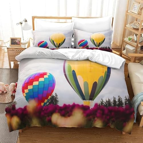 BJCJGGL Bettwäsche 200x220 Heißluftballon Bettwäsche-Set mit Reißverschluss Schließung und 2 Kopfkissenbezug 80x80 cm - Weiche Angenehme Mikrofaser Bettbezug für Erwachsene Kinder BJCJGGL Bettwäsche 200x220 Heißluftballon Bettwäsche-Set mit Reißverschluss Schließung und 2 Kopfkissenbezug 80x80 cm - Weiche Angenehme Mikrofaser Bettbezug für Erwachsene Kinder von BJCJGGL