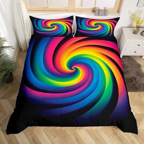 BJCJGGL Bettwäsche 200x220 Regenbogenstreifen Bettwäsche-Set mit Reißverschluss Schließung und 2 Kopfkissenbezug 80x80 cm - Weiche Angenehme Mikrofaser Bettbezug für Erwachsene Kinder von BJCJGGL