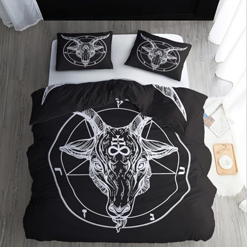 BJCJGGL Bettwäsche 200x220 Schwarze SchafhöRner Bettwäsche-Set mit Reißverschluss Schließung und 2 Kopfkissenbezug 80x80 cm - Weiche Angenehme Mikrofaser Bettbezug für Erwachsene Kinder BJCJGGL Bettwäsche 200x220 Schwarze SchafhöRner Bettwäsche-Set mit Reißverschluss Schließung und 2 Kopfkissenbezug 80x80 cm - Weiche Angenehme Mikrofaser Bettbezug für Erwachsene Kinder von BJCJGGL