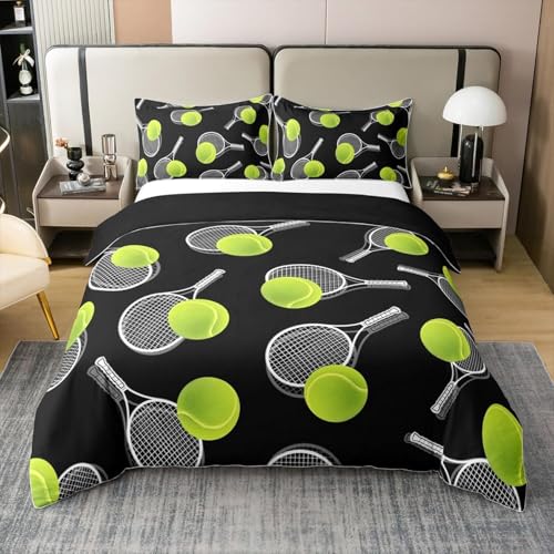 BJCJGGL Bettwäsche 200x220 Schwarzer Tennisball Bettwäsche-Set mit Reißverschluss Schließung und 2 Kopfkissenbezug 80x80 cm - Weiche Angenehme Mikrofaser Bettbezug für Erwachsene Kinder BJCJGGL Bettwäsche 200x220 Schwarzer Tennisball Bettwäsche-Set mit Reißverschluss Schließung und 2 Kopfkissenbezug 80x80 cm - Weiche Angenehme Mikrofaser Bettbezug für Erwachsene Kinder von BJCJGGL