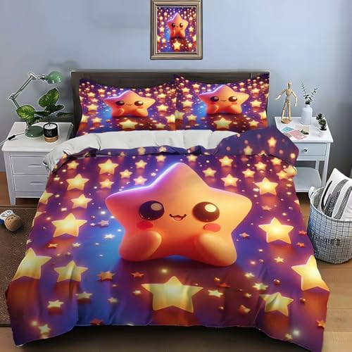 BJCJGGL Bettwäsche 200x220 Sterne Bettwäsche-Set mit Reißverschluss Schließung und 2 Kopfkissenbezug 80x80 cm - Weiche Angenehme Mikrofaser Bettbezug für Erwachsene Kinder BJCJGGL Bettwäsche 200x220 Sterne Bettwäsche-Set mit Reißverschluss Schließung und 2 Kopfkissenbezug 80x80 cm - Weiche Angenehme Mikrofaser Bettbezug für Erwachsene Kinder von BJCJGGL