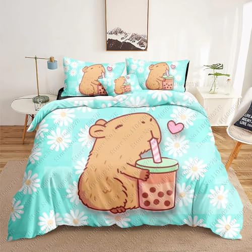 BJCJGGL Bettwäsche 200x220 SüßEs Wasserschwein Bettwäsche-Set mit Reißverschluss Schließung und 2 Kopfkissenbezug 80x80 cm - Weiche Angenehme Mikrofaser Bettbezug für Erwachsene Kinder von BJCJGGL