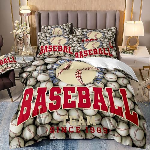 BJCJGGL Bettwäsche 220x240 Baseball Bettwäsche-Set mit Reißverschluss Schließung und 2 Kopfkissenbezug 80x80 cm - Weicher Atmungsaktive Mikrofaser Bettbezug für Erwachsene Kinder BJCJGGL Bettwäsche 220x240 Baseball Bettwäsche-Set mit Reißverschluss Schließung und 2 Kopfkissenbezug 80x80 cm - Weicher Atmungsaktive Mikrofaser Bettbezug für Erwachsene Kinder von BJCJGGL