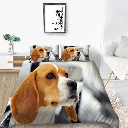 BJCJGGL Bettwäsche 220x240 Beagle Bettwäsche-Set mit Reißverschluss Schließung und 2 Kopfkissenbezug 80x80 cm - Weicher Atmungsaktive Mikrofaser Bettbezug für Erwachsene Kinder BJCJGGL Bettwäsche 220x240 Beagle Bettwäsche-Set mit Reißverschluss Schließung und 2 Kopfkissenbezug 80x80 cm - Weicher Atmungsaktive Mikrofaser Bettbezug für Erwachsene Kinder von BJCJGGL