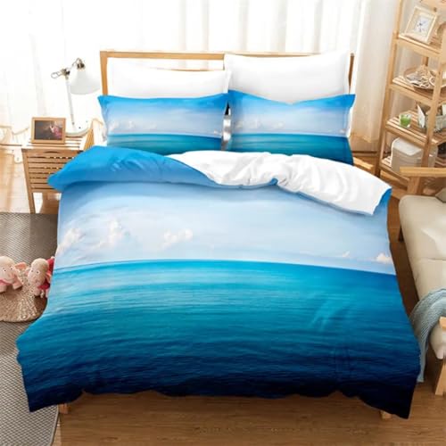 BJCJGGL Bettwäsche 220x240 Blauer Ozean Bettwäsche-Set mit Reißverschluss Schließung und 2 Kopfkissenbezug 80x80 cm - Weicher Atmungsaktive Mikrofaser Bettbezug für Erwachsene Kinder BJCJGGL Bettwäsche 220x240 Blauer Ozean Bettwäsche-Set mit Reißverschluss Schließung und 2 Kopfkissenbezug 80x80 cm - Weicher Atmungsaktive Mikrofaser Bettbezug für Erwachsene Kinder von BJCJGGL