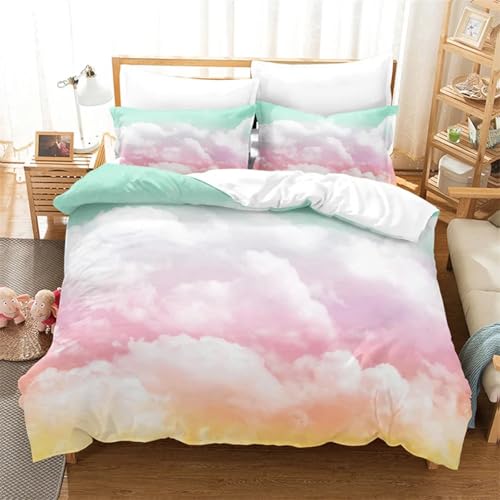 BJCJGGL Bettwäsche 220x240 Farbige Wolken Bettwäsche-Set mit Reißverschluss Schließung und 2 Kopfkissenbezug 80x80 cm - Weicher Atmungsaktive Mikrofaser Bettbezug für Erwachsene Kinder BJCJGGL Bettwäsche 220x240 Farbige Wolken Bettwäsche-Set mit Reißverschluss Schließung und 2 Kopfkissenbezug 80x80 cm - Weicher Atmungsaktive Mikrofaser Bettbezug für Erwachsene Kinder von BJCJGGL