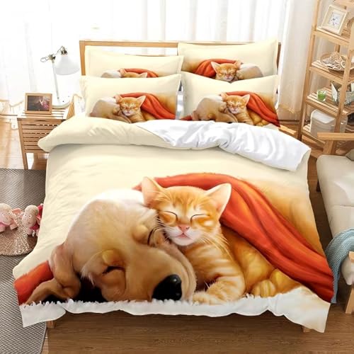 BJCJGGL Bettwäsche 220x240 Gelbe Katze Und Hund Bettwäsche-Set mit Reißverschluss Schließung und 2 Kopfkissenbezug 80x80 cm - Weicher Atmungsaktive Mikrofaser Bettbezug für Erwachsene Kinder BJCJGGL Bettwäsche 220x240 Gelbe Katze Und Hund Bettwäsche-Set mit Reißverschluss Schließung und 2 Kopfkissenbezug 80x80 cm - Weicher Atmungsaktive Mikrofaser Bettbezug für Erwachsene Kinder von BJCJGGL