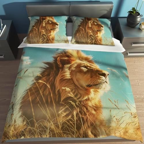 BJCJGGL Bettwäsche 220x240 Gelber LöWe Bettwäsche-Set mit Reißverschluss Schließung und 2 Kopfkissenbezug 80x80 cm - Weicher Atmungsaktive Mikrofaser Bettbezug für Erwachsene Kinder BJCJGGL Bettwäsche 220x240 Gelber LöWe Bettwäsche-Set mit Reißverschluss Schließung und 2 Kopfkissenbezug 80x80 cm - Weicher Atmungsaktive Mikrofaser Bettbezug für Erwachsene Kinder von BJCJGGL