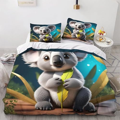 BJCJGGL Bettwäsche 220x240 Grauer Koala Bettwäsche-Set mit Reißverschluss Schließung 2 Kopfkissenbezug 80x80 cm - Weicher Atmungsaktive Mikrofaser Bettbezug für Erwachsene Kinder BJCJGGL Bettwäsche 220x240 Grauer Koala Bettwäsche-Set mit Reißverschluss Schließung 2 Kopfkissenbezug 80x80 cm - Weicher Atmungsaktive Mikrofaser Bettbezug für Erwachsene Kinder von BJCJGGL