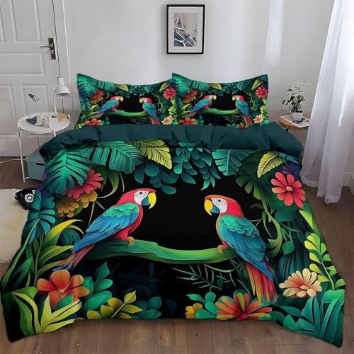 BJCJGGL Bettwäsche 220x240 GrüNer Vogel Bettwäsche-Set mit Reißverschluss Schließung und 2 Kopfkissenbezug 80x80 cm - Weicher Atmungsaktive Mikrofaser Bettbezug für Erwachsene Kinder BJCJGGL Bettwäsche 220x240 GrüNer Vogel Bettwäsche-Set mit Reißverschluss Schließung und 2 Kopfkissenbezug 80x80 cm - Weicher Atmungsaktive Mikrofaser Bettbezug für Erwachsene Kinder von BJCJGGL