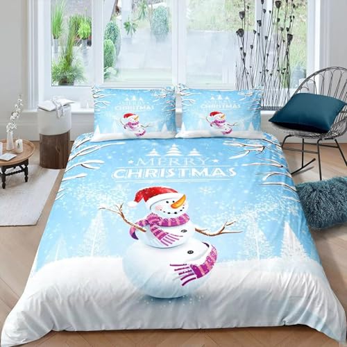 BJCJGGL Bettwäsche 220x240 Hellblau Schneemann Bettwäsche-Set mit Reißverschluss Schließung und 2 Kopfkissenbezug 80x80 cm - Weicher Atmungsaktive Mikrofaser Bettbezug für Erwachsene Kinder BJCJGGL Bettwäsche 220x240 Hellblau Schneemann Bettwäsche-Set mit Reißverschluss Schließung und 2 Kopfkissenbezug 80x80 cm - Weicher Atmungsaktive Mikrofaser Bettbezug für Erwachsene Kinder von BJCJGGL