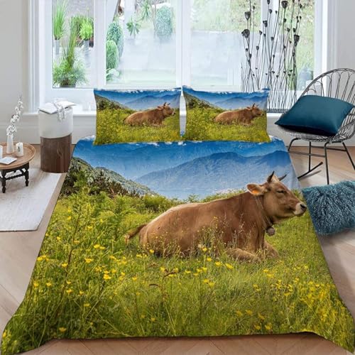 BJCJGGL Bettwäsche 220x240 Ochse Bettwäsche-Set mit Reißverschluss Schließung und 2 Kopfkissenbezug 80x80 cm - Weicher Atmungsaktive Mikrofaser Bettbezug für Erwachsene Kinder BJCJGGL Bettwäsche 220x240 Ochse Bettwäsche-Set mit Reißverschluss Schließung und 2 Kopfkissenbezug 80x80 cm - Weicher Atmungsaktive Mikrofaser Bettbezug für Erwachsene Kinder von BJCJGGL