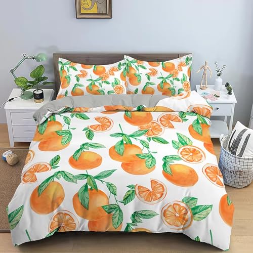 BJCJGGL Bettwäsche 220x240 Orange Frucht Bettwäsche-Set mit Reißverschluss Schließung und 2 Kopfkissenbezug 80x80 cm - Weicher Atmungsaktive Mikrofaser Bettbezug für Erwachsene Kinder BJCJGGL Bettwäsche 220x240 Orange Frucht Bettwäsche-Set mit Reißverschluss Schließung und 2 Kopfkissenbezug 80x80 cm - Weicher Atmungsaktive Mikrofaser Bettbezug für Erwachsene Kinder von BJCJGGL