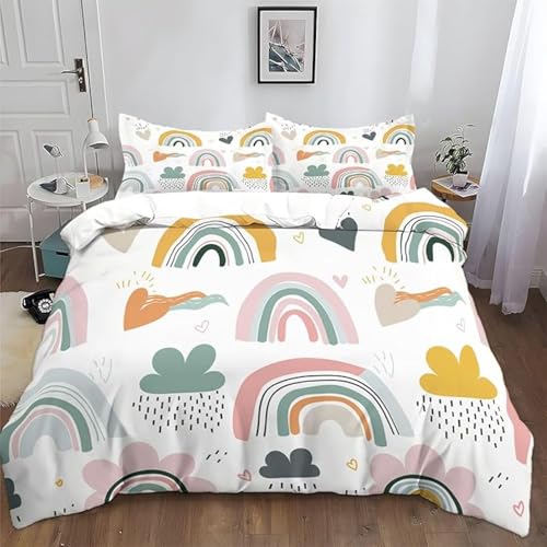BJCJGGL Bettwäsche 220x240 Regenbogen Bettwäsche-Set mit Reißverschluss Schließung und 2 Kopfkissenbezug 80x80 cm - Weicher Atmungsaktive Mikrofaser Bettbezug für Erwachsene Kinder von BJCJGGL
