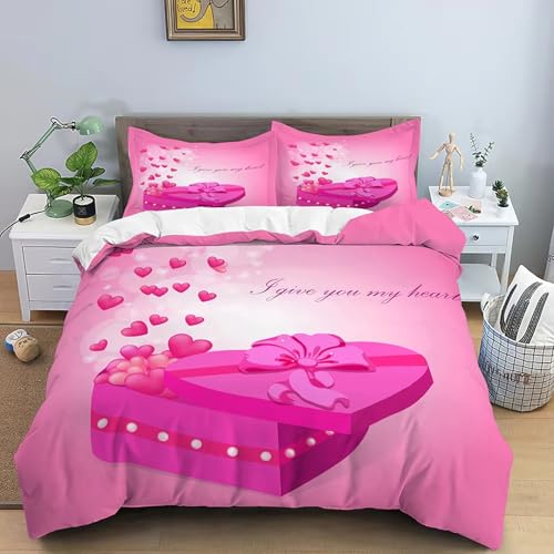 BJCJGGL Bettwäsche 220x240 Romantische Liebe Bettwäsche-Set mit Reißverschluss Schließung und 2 Kopfkissenbezug 80x80 cm - Weicher Atmungsaktive Mikrofaser Bettbezug für Erwachsene Kinder BJCJGGL Bettwäsche 220x240 Romantische Liebe Bettwäsche-Set mit Reißverschluss Schließung und 2 Kopfkissenbezug 80x80 cm - Weicher Atmungsaktive Mikrofaser Bettbezug für Erwachsene Kinder von BJCJGGL
