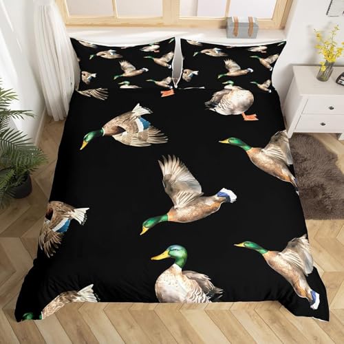 BJCJGGL Bettwäsche 220x240 Schwarze Wildente Bettwäsche-Set mit Reißverschluss Schließung und 2 Kopfkissenbezug 80x80 cm - Weicher Atmungsaktive Mikrofaser Bettbezug für Erwachsene Kinder BJCJGGL Bettwäsche 220x240 Schwarze Wildente Bettwäsche-Set mit Reißverschluss Schließung und 2 Kopfkissenbezug 80x80 cm - Weicher Atmungsaktive Mikrofaser Bettbezug für Erwachsene Kinder von BJCJGGL