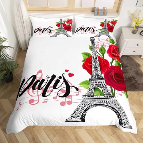BJCJGGL Bettwäsche 220x240 WeißEr Eiffelturm Bettwäsche-Set mit Reißverschluss Schließung und 2 Kopfkissenbezug 80x80 cm - Weicher Atmungsaktive Mikrofaser Bettbezug für Erwachsene Kinder BJCJGGL Bettwäsche 220x240 WeißEr Eiffelturm Bettwäsche-Set mit Reißverschluss Schließung und 2 Kopfkissenbezug 80x80 cm - Weicher Atmungsaktive Mikrofaser Bettbezug für Erwachsene Kinder von BJCJGGL