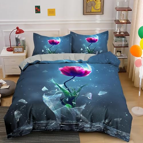 BJCJGGL Bettwäsche 260x240 Blaue Rosen Bettwäsche-Set mit Reißverschluss Schließung + 2 Kopfkissenbezug 80x80 cm - Weicher Atmungsaktive Mikrofaser Bettbezug für Erwachsene Kinder BJCJGGL Bettwäsche 260x240 Blaue Rosen Bettwäsche-Set mit Reißverschluss Schließung + 2 Kopfkissenbezug 80x80 cm - Weicher Atmungsaktive Mikrofaser Bettbezug für Erwachsene Kinder von BJCJGGL