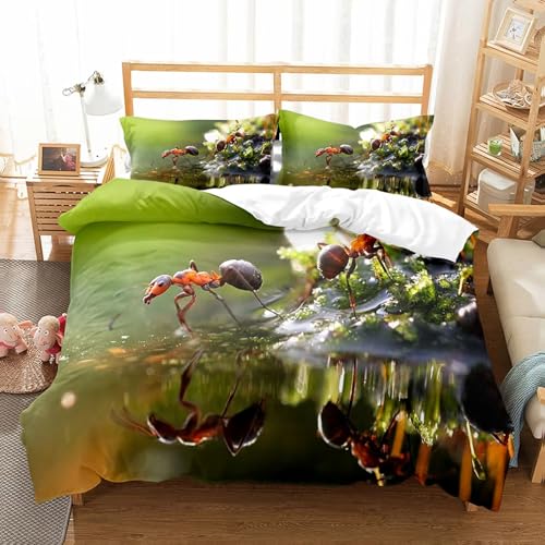 BJCJGGL Bettwäsche 260x240 GrüNe Ameise Bettwäsche-Set mit Reißverschluss Schließung + 2 Kopfkissenbezug 80x80 cm - Weicher Atmungsaktive Mikrofaser Bettbezug für Erwachsene Kinder BJCJGGL Bettwäsche 260x240 GrüNe Ameise Bettwäsche-Set mit Reißverschluss Schließung + 2 Kopfkissenbezug 80x80 cm - Weicher Atmungsaktive Mikrofaser Bettbezug für Erwachsene Kinder von BJCJGGL
