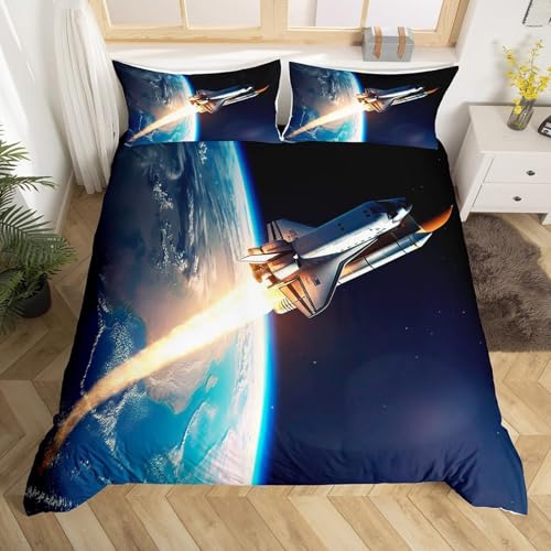 BJCJGGL Bettwäsche 260x240 Kosmische Raketen Bettwäsche-Set mit Reißverschluss Schließung + 2 Kopfkissenbezug 80x80 cm - Weicher Atmungsaktive Mikrofaser Bettbezug für Erwachsene Kinder BJCJGGL Bettwäsche 260x240 Kosmische Raketen Bettwäsche-Set mit Reißverschluss Schließung + 2 Kopfkissenbezug 80x80 cm - Weicher Atmungsaktive Mikrofaser Bettbezug für Erwachsene Kinder von BJCJGGL