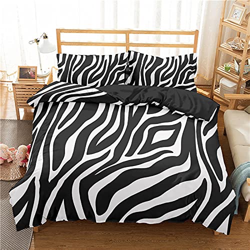 BJCJGGL Bettwäsche 260x240 Schwarze Geometrische Streifen Bettwäsche-Set mit Reißverschluss Schließung + 2 Kopfkissenbezug 80x80 cm - Weicher Atmungsaktive Mikrofaser Bettbezug für Erwachsene Kinder von BJCJGGL