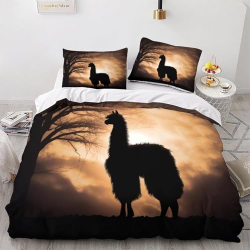 BJCJGGL Bettwäsche 260x240 Schwarzes Alpaka Bettwäsche-Set mit Reißverschluss Schließung + 2 Kopfkissenbezug 80x80 cm - Weicher Atmungsaktive Mikrofaser Bettbezug für Erwachsene Kinder BJCJGGL Bettwäsche 260x240 Schwarzes Alpaka Bettwäsche-Set mit Reißverschluss Schließung + 2 Kopfkissenbezug 80x80 cm - Weicher Atmungsaktive Mikrofaser Bettbezug für Erwachsene Kinder von BJCJGGL