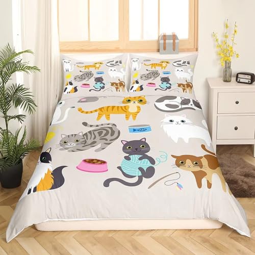 BJCJGGL Bettwäsche 260x240 SüßE Katze Bettwäsche-Set mit Reißverschluss Schließung + 2 Kopfkissenbezug 80x80 cm - Weicher Atmungsaktive Mikrofaser Bettbezug für Erwachsene Kinder BJCJGGL Bettwäsche 260x240 SüßE Katze Bettwäsche-Set mit Reißverschluss Schließung + 2 Kopfkissenbezug 80x80 cm - Weicher Atmungsaktive Mikrofaser Bettbezug für Erwachsene Kinder von BJCJGGL