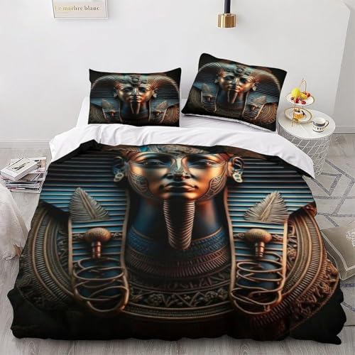 BJCJGGL Bettwäsche 260x240 äGyptischer Pharao Bettwäsche-Set mit Reißverschluss Schließung + 2 Kopfkissenbezug 80x80 cm - Weicher Atmungsaktive Mikrofaser Bettbezug für Erwachsene Kinder BJCJGGL Bettwäsche 260x240 äGyptischer Pharao Bettwäsche-Set mit Reißverschluss Schließung + 2 Kopfkissenbezug 80x80 cm - Weicher Atmungsaktive Mikrofaser Bettbezug für Erwachsene Kinder von BJCJGGL
