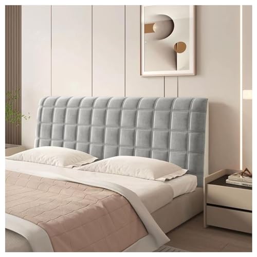 Kopfteilbezug Bettkopfbezug Doppelbett King-Size-Bett Samt Bett-Kopfteil-Schonbezug Stretch Einzel-/Doppelbett-Kopfteil-Bezüge gepolsterter Bett-Kopfteil-Schonbezug Schlafzimmer-Dekoration(100cm,grey) von BJFCMLC