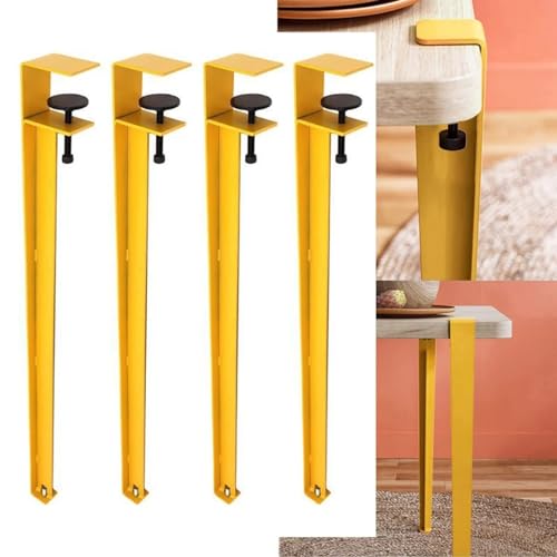 4 Stück Metall-Tischbeine – Möbelbeine – Schreibtischbeine, F-förmig verstellbare Esszimmer-Schreibtischbeine, mit Bodenschutz, Eisen-Tischklemmenbeine, for DIY-Couchtisch/Möbel ( Size : Yellow ) von BJKYTMLM