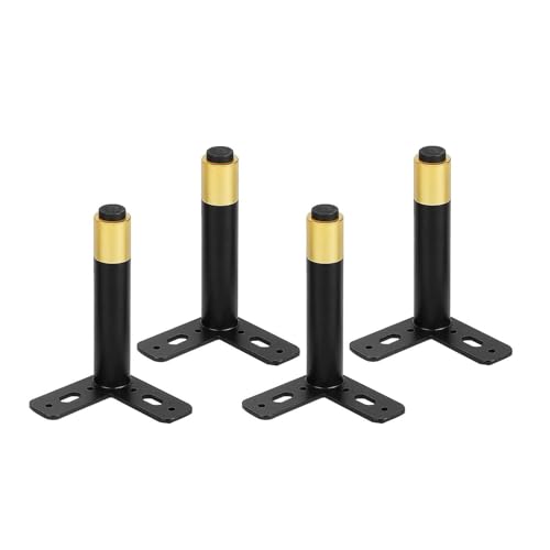 BJKYTMLM 4 Stück Metall-Möbelstützbeine, verstellbare Schrank-Stützbeine, Sofafüße, Metall-Tischbeine, Möbelfüße, Arbeitsplatten-Bar, TV-Schreibtischbeine (Color : Black Gold, Size : 20cm/8in) von BJKYTMLM