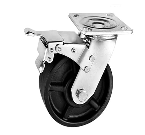 1 Stück 4 Zoll/5 Zoll/6 Zoll Hochleistungs-Hochtemperaturbeständige Rollen Ofen-Lenkrollen mit Bremsen Schwarzes Nylon(Brake,5 Inch) von BJPCTUSF