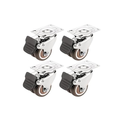 4 Stück/Charge 2 Zoll 4-Loch Flachbremse Doppelrad Universalrad Leises kleines Tatami-Schubladenrollen-Kabinettrollengummi von BJPCTUSF