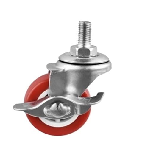 4 Stück/Los 1,5 Zoll/2 Zoll/2,5 Zoll/3 Zoll rote PVC-Lenkrolle M8/10/12 Schraube fixiert//Bremsrad Stille Couchtisch-Riemenscheibe(M12x25 Brake,3 Inch) von BJPCTUSF