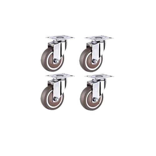 4er-Pack 2-Zoll-Lenkrollen Gummi Leise Leichte Möbel Braun von BJPCTUSF
