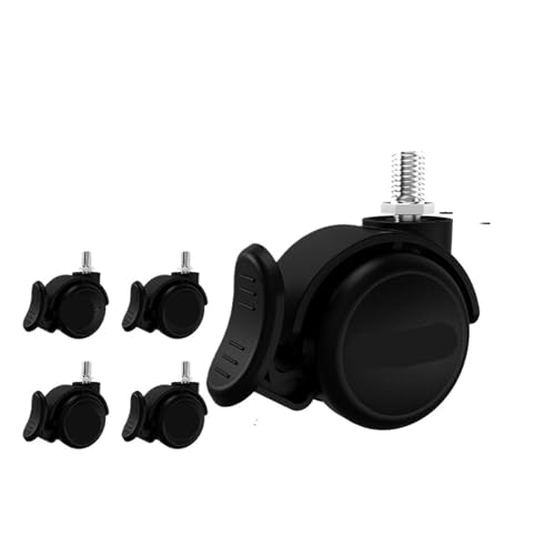5-teiliges Set mit 2-Zoll-Drehstuhlrädern, Universalrädern mit Bremsen, Bremsrollen for Computer-Bürostühle(Black-M10-B) von BJPCTUSF