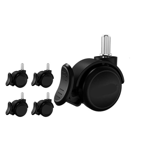 5-teiliges Set mit 2-Zoll-Drehstuhlrädern, Universalrädern mit Bremsen, Bremsrollen for Computer-Bürostühle(Black-m11-c) von BJPCTUSF