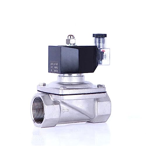 BJPCTUSF 1-1/4" Edelstahl-Magnetventil for wasserdichtes, normalerweise geschlossenes 220V 12V 24V 110V Magnetventil mit LED-Betriebsanzeige(NPT-24VDC-EPDM-SEAL) von BJPCTUSF