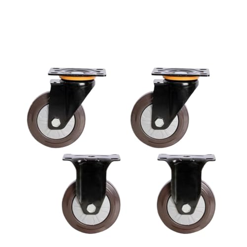 BJPCTUSF 4 Stück/Los 4-Zoll-Räder, Hochleistungsrollen, universelle Flache Gummirollen for Trolleys, geräuschlose Richtungsbremse, Möbelräder(B) von BJPCTUSF