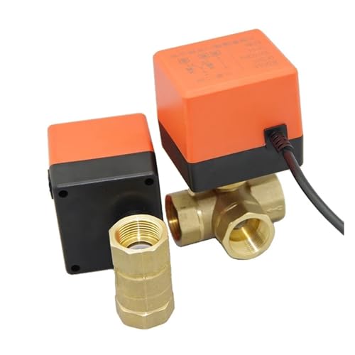 BJPCTUSF AC 220 V DC 12 V 24 V Messing Elektrische Gewinde Kugelhahn 2-Wege 3-Draht Magnet Wasserventil mit Antrieb DN15/20/25/32/40/50(220V-3 Way) von BJPCTUSF