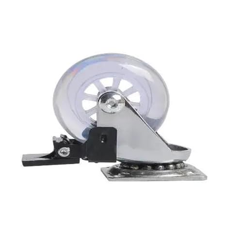 Packung mit 4 3-Zoll-Rollen PU Transparent Crystal Wheel mit Bremsmöbel Multi-Specification Cabinet Pull(3 Inch-flat-brake) von BJPCTUSF