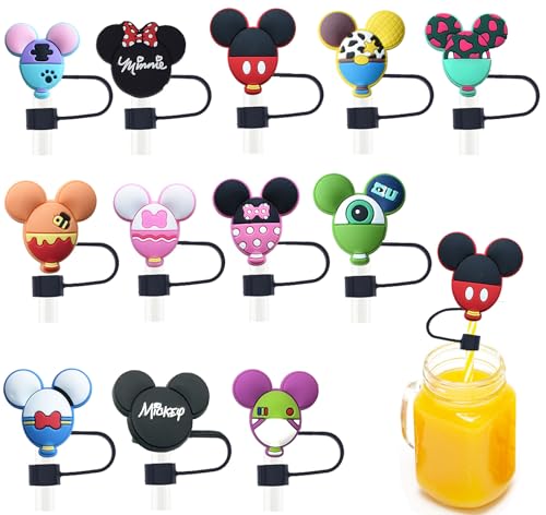 12 Stück Minni Maus Strohhalm Abdeckung, Cute Cup Strohhalm Abdeckung Kompatibel mit Stanley, Cup Zubehör Für Stanley, 10mm, Silikon Stroh Abdeckung, Geschenke für Fans von BJPERFMS
