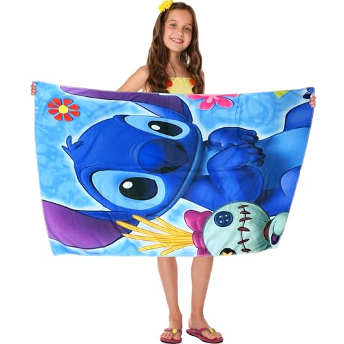 BJPERFMS Stitch Strandtuch, 150x70 cm Strandtuch Kinder, Stitch Strandtuch Mikrofaser, Stitch Handtuch, Schnell Trocknend Badetuch für Camping, Strand, Sauna, Lilo Stitch Geschenk für Fans von BJPERFMS