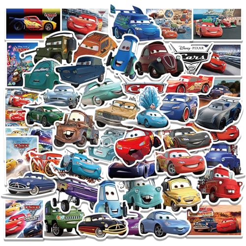 Cars Sticker, 50PCS Lightning McQueen Aufkleber, Cartoon Anime Sticker Set, Vinyl Wasserfest Sticker für Auto, Fahrrad, Laptop, Skateboard, Snowboard, Koffer, Graffiti Aufkleber für Kinder von BJPERFMS