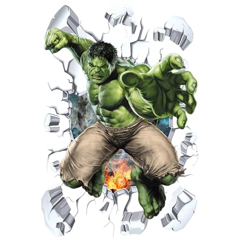 Hulk Wandtattoo 3D, Hulk Wandaufkleber, Marvel Wandsticker, Wandtattoo Tapete für Kinderzimmer Wohnzimmer Schlafzimmer Flur, Wandtattoo Selbstklebend, 60 * 40 CM von BJPERFMS