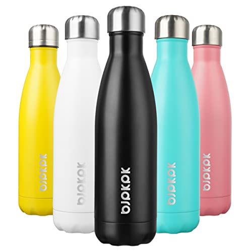 BJPKPK Isolierte Wasserflaschen, 500 ml, Edelstahl-Wasserflaschen, Sport-Wasserflaschen, halten 24 Stunden kalt und 12 Stunden heiß, BPA-freie Wasserflaschen, schwarz BJPKPK Isolierte Wasserflaschen, 500 ml, Edelstahl-Wasserflaschen, Sport-Wasserflaschen, halten 24 Stunden kalt und 12 Stunden heiß, BPA-freie Wasserflaschen, schwarz von BJPKPK